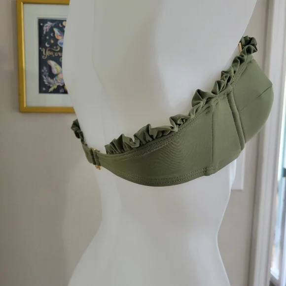 MICHAEL Michael Kors Bikini Top Olive Green Ruffle Small NWOT - Picture 4 of 15